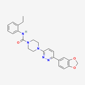 molecular formula C24H25N5O3 B3208098 4-(6-(benzo[d][1,3]dioxol-5-yl)pyridazin-3-yl)-N-(2-ethylphenyl)piperazine-1-carboxamide CAS No. 1049314-26-2