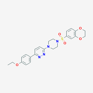 molecular formula C24H26N4O5S B3208106 3-(4-((2,3-Dihydrobenzo[b][1,4]dioxin-6-yl)sulfonyl)piperazin-1-yl)-6-(4-ethoxyphenyl)pyridazine CAS No. 1049315-27-6