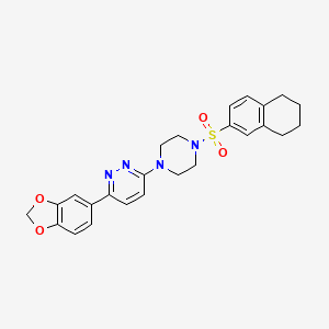 molecular formula C25H26N4O4S B3208125 3-(Benzo[d][1,3]dioxol-5-yl)-6-(4-((5,6,7,8-tetrahydronaphthalen-2-yl)sulfonyl)piperazin-1-yl)pyridazine CAS No. 1049322-65-7