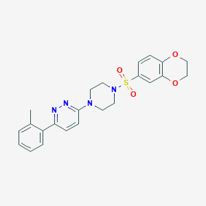molecular formula C23H24N4O4S B3208134 3-(4-((2,3-Dihydrobenzo[b][1,4]dioxin-6-yl)sulfonyl)piperazin-1-yl)-6-(o-tolyl)pyridazine CAS No. 1049324-01-7