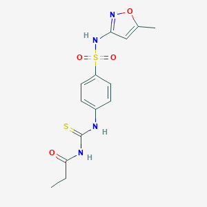 molecular formula C14H16N4O4S2 B320814 N-(5-methyl-3-isoxazolyl)-4-{[(propionylamino)carbothioyl]amino}benzenesulfonamide 