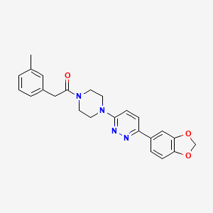 molecular formula C24H24N4O3 B3208141 1-(4-(6-(Benzo[d][1,3]dioxol-5-yl)pyridazin-3-yl)piperazin-1-yl)-2-(m-tolyl)ethanone CAS No. 1049328-59-7