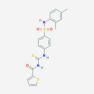 molecular formula C20H19N3O3S3 B320822 N-({4-[(2,4-dimethylphenyl)sulfamoyl]phenyl}carbamothioyl)thiophene-2-carboxamide 