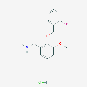 molecular formula C16H19ClFNO2 B3208228 ({2-[(2-Fluorophenyl)methoxy]-3-methoxyphenyl}methyl)(methyl)amine hydrochloride CAS No. 1049713-63-4