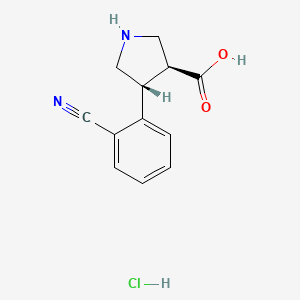 molecular formula C12H13ClN2O2 B3208258 (3S,4R)-4-(2-cyanophenyl)pyrrolidine-3-carboxylic acid hydrochloride CAS No. 1049734-84-0