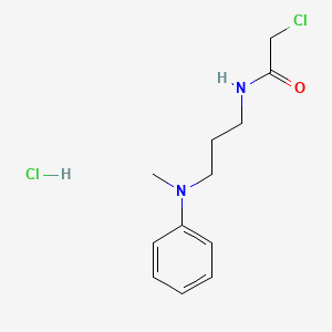 molecular formula C12H18Cl2N2O B3208302 2-chloro-N-{3-[methyl(phenyl)amino]propyl}acetamide hydrochloride CAS No. 1049756-51-5