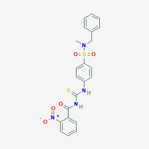 molecular formula C22H20N4O5S2 B320836 N-({4-[benzyl(methyl)sulfamoyl]phenyl}carbamothioyl)-2-nitrobenzamide 