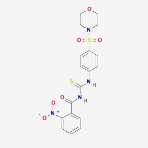 molecular formula C18H18N4O6S2 B320837 N-{2-nitrobenzoyl}-N'-[4-(4-morpholinylsulfonyl)phenyl]thiourea 