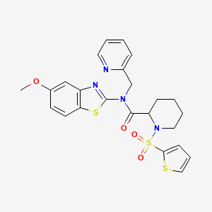 molecular formula C24H24N4O4S3 B3208378 N-(5-methoxybenzo[d]thiazol-2-yl)-N-(pyridin-2-ylmethyl)-1-(thiophen-2-ylsulfonyl)piperidine-2-carboxamide CAS No. 1049849-13-9