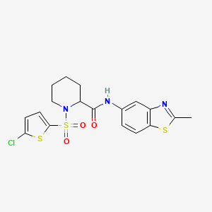 molecular formula C18H18ClN3O3S3 B3208384 1-((5-chlorothiophen-2-yl)sulfonyl)-N-(2-methylbenzo[d]thiazol-5-yl)piperidine-2-carboxamide CAS No. 1049862-06-7