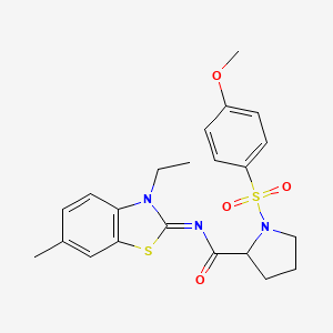 molecular formula C22H25N3O4S2 B3208432 (E)-N-(3-ethyl-6-methylbenzo[d]thiazol-2(3H)-ylidene)-1-((4-methoxyphenyl)sulfonyl)pyrrolidine-2-carboxamide CAS No. 1049969-87-0
