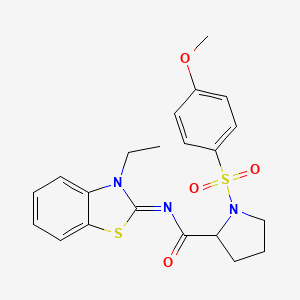 (E)-N-(3-ethylbenzo[d]thiazol-2(3H)-ylidene)-1-((4-methoxyphenyl)sulfonyl)pyrrolidine-2-carboxamide