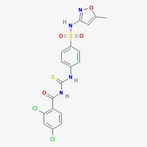 molecular formula C18H14Cl2N4O4S2 B320849 4-({[(2,4-dichlorobenzoyl)amino]carbothioyl}amino)-N-(5-methylisoxazol-3-yl)benzenesulfonamide 