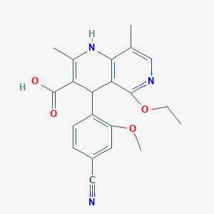 molecular formula C21H21N3O4 B3208502 4-(4-Cyano-2-methoxyphenyl)-5-ethoxy-2,8-dimethyl-1,4-dihydro-1,6-naphthyridine-3-carboxylic acid CAS No. 1050477-45-6
