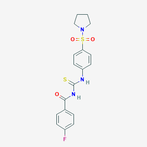 molecular formula C18H18FN3O3S2 B320851 N-(4-fluorobenzoyl)-N'-[4-(1-pyrrolidinylsulfonyl)phenyl]thiourea 