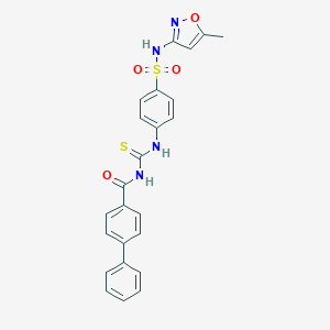 molecular formula C24H20N4O4S2 B320857 N-({4-[(5-methyl-1,2-oxazol-3-yl)sulfamoyl]phenyl}carbamothioyl)biphenyl-4-carboxamide 