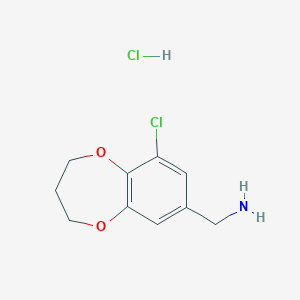 molecular formula C10H13Cl2NO2 B3208660 (9-氯-3,4-二氢-2H-1,5-苯并二氧杂茚-7-基)甲胺盐酸盐 CAS No. 1052548-86-3