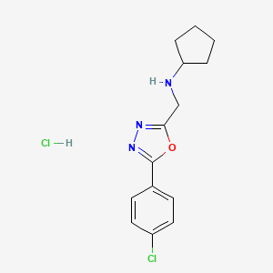 molecular formula C14H17Cl2N3O B3208664 N-{[5-(4-chlorophenyl)-1,3,4-oxadiazol-2-yl]methyl}cyclopentanamine hydrochloride CAS No. 1052548-99-8