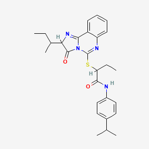molecular formula C27H32N4O2S B3208728 2-[(2-sec-butyl-3-oxo-2,3-dihydroimidazo[1,2-c]quinazolin-5-yl)thio]-N-(4-isopropylphenyl)butanamide CAS No. 1052663-99-6