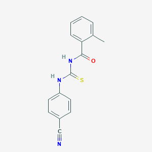 molecular formula C16H13N3OS B320879 N-[(4-cyanophenyl)carbamothioyl]-2-methylbenzamide 