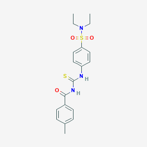 molecular formula C19H23N3O3S2 B320880 N-{[4-(diethylsulfamoyl)phenyl]carbamothioyl}-4-methylbenzamide 