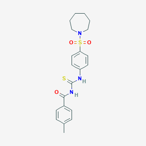 molecular formula C21H25N3O3S2 B320881 N-[4-(1-azepanylsulfonyl)phenyl]-N'-(4-methylbenzoyl)thiourea 