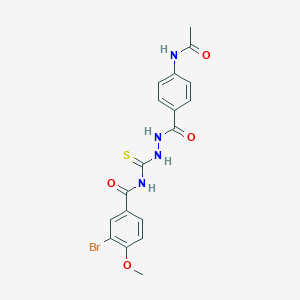 molecular formula C18H17BrN4O4S B320895 N-({2-[4-(acetylamino)benzoyl]hydrazino}carbothioyl)-3-bromo-4-methoxybenzamide 