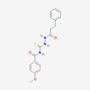 molecular formula C18H19N3O3S B320897 4-methoxy-N-{[2-(3-phenylpropanoyl)hydrazino]carbothioyl}benzamide 
