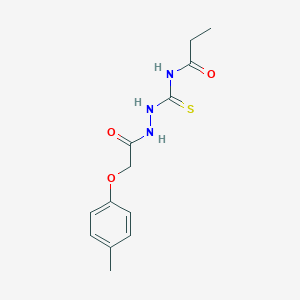 molecular formula C13H17N3O3S B320900 2-(4-METHYLPHENOXY)-N-[(PROPANAMIDOMETHANETHIOYL)AMINO]ACETAMIDE 