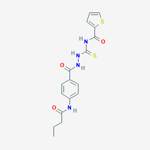 molecular formula C17H18N4O3S2 B320902 N-({2-[4-(butyrylamino)benzoyl]hydrazino}carbothioyl)thiophene-2-carboxamide 