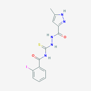 molecular formula C13H12IN5O2S B320905 2-iodo-N-({2-[(3-methyl-1H-pyrazol-5-yl)carbonyl]hydrazino}carbothioyl)benzamide 