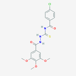 molecular formula C18H18ClN3O5S B320906 4-chloro-N-[[[oxo-(3,4,5-trimethoxyphenyl)methyl]hydrazo]-sulfanylidenemethyl]benzamide 