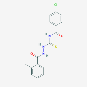 molecular formula C16H14ClN3O2S B320907 4-chloro-N-{[2-(2-methylbenzoyl)hydrazino]carbothioyl}benzamide 