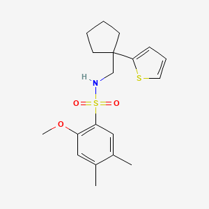 2-methoxy-4,5-dimethyl-N-((1-(thiophen-2-yl)cyclopentyl)methyl)benzenesulfonamide