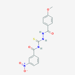molecular formula C16H14N4O5S B320910 3-nitro-N-{[2-(4-methoxybenzoyl)hydrazino]carbothioyl}benzamide 
