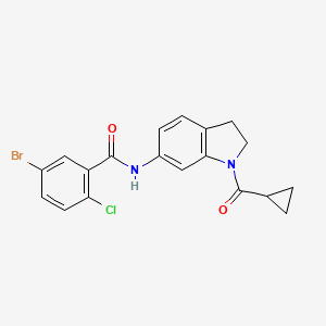 molecular formula C19H16BrClN2O2 B3209106 5-bromo-2-chloro-N-(1-(cyclopropanecarbonyl)indolin-6-yl)benzamide CAS No. 1058203-31-8
