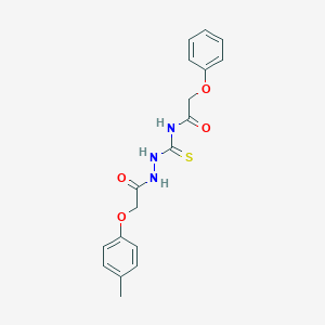 molecular formula C18H19N3O4S B320911 N-({2-[(4-methylphenoxy)acetyl]hydrazino}carbothioyl)-2-phenoxyacetamide 