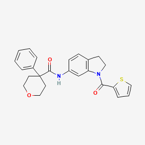 molecular formula C25H24N2O3S B3209152 4-phenyl-N-(1-(thiophene-2-carbonyl)indolin-6-yl)tetrahydro-2H-pyran-4-carboxamide CAS No. 1058220-18-0
