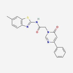 molecular formula C20H16N4O2S B3209162 N-(6-methylbenzo[d]thiazol-2-yl)-2-(6-oxo-4-phenylpyrimidin-1(6H)-yl)acetamide CAS No. 1058226-39-3