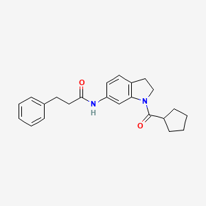 molecular formula C23H26N2O2 B3209169 N-(1-(cyclopentanecarbonyl)indolin-6-yl)-3-phenylpropanamide CAS No. 1058230-37-7