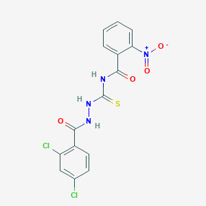 molecular formula C15H10Cl2N4O4S B320922 N-{[2-(2,4-dichlorobenzoyl)hydrazino]carbothioyl}-2-nitrobenzamide 