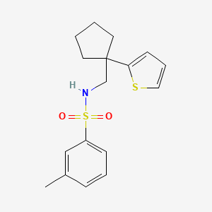 molecular formula C17H21NO2S2 B3209222 3-methyl-N-((1-(thiophen-2-yl)cyclopentyl)methyl)benzenesulfonamide CAS No. 1058249-59-4