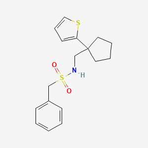 molecular formula C17H21NO2S2 B3209235 1-phenyl-N-((1-(thiophen-2-yl)cyclopentyl)methyl)methanesulfonamide CAS No. 1058249-70-9