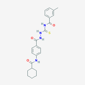 molecular formula C23H26N4O3S B320929 N-[(2-{4-[(cyclohexylcarbonyl)amino]benzoyl}hydrazino)carbothioyl]-3-methylbenzamide 