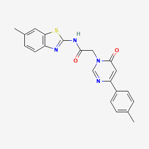 molecular formula C21H18N4O2S B3209290 N-(6-methylbenzo[d]thiazol-2-yl)-2-(6-oxo-4-(p-tolyl)pyrimidin-1(6H)-yl)acetamide CAS No. 1058372-98-7