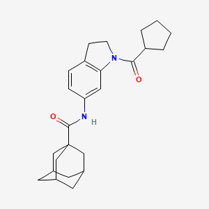 molecular formula C25H32N2O2 B3209354 (3r,5r,7r)-N-(1-(cyclopentanecarbonyl)indolin-6-yl)adamantane-1-carboxamide CAS No. 1058428-45-7