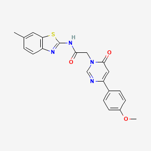 molecular formula C21H18N4O3S B3209359 2-(4-(4-methoxyphenyl)-6-oxopyrimidin-1(6H)-yl)-N-(6-methylbenzo[d]thiazol-2-yl)acetamide CAS No. 1058437-63-0