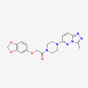 molecular formula C19H20N6O4 B3209360 2-(Benzo[d][1,3]dioxol-5-yloxy)-1-(4-(3-methyl-[1,2,4]triazolo[4,3-b]pyridazin-6-yl)piperazin-1-yl)ethanone CAS No. 1058447-84-9