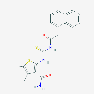 molecular formula C20H19N3O2S2 B320937 4,5-Dimethyl-2-({[(1-naphthylacetyl)amino]carbothioyl}amino)-3-thiophenecarboxamide 