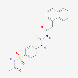 molecular formula C21H19N3O4S2 B320938 N-{[4-(acetylsulfamoyl)phenyl]carbamothioyl}-2-(naphthalen-1-yl)acetamide 